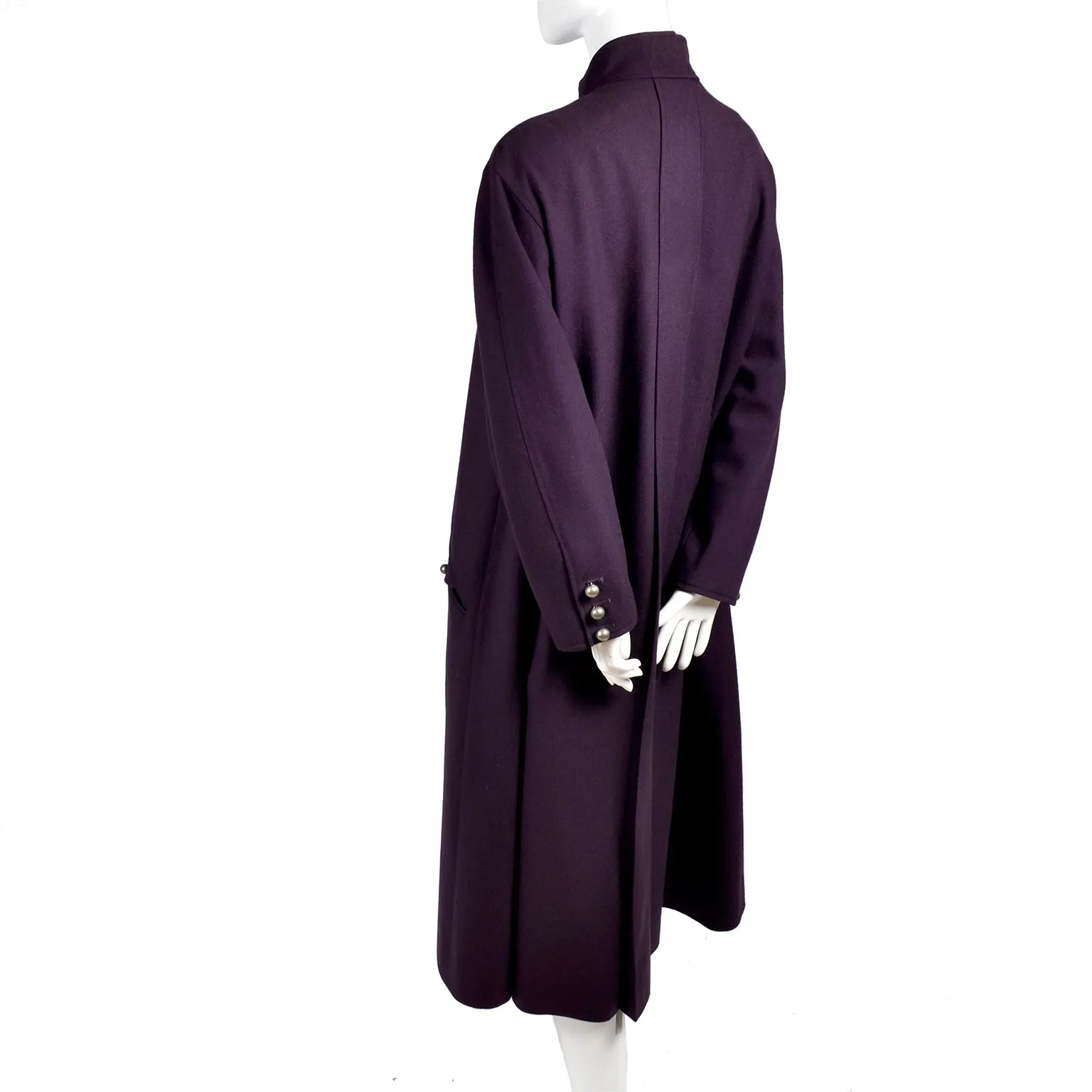 1980s Louis Feraud Purple Wool Vintage Coat With Pockets Sz 34