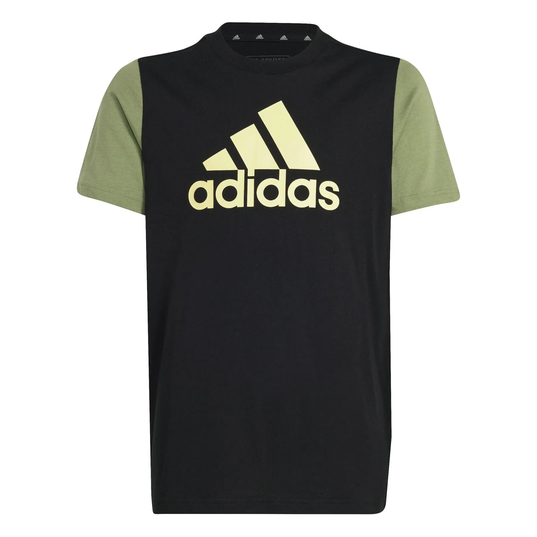 ADIDAS KIDS ESSENTIALS BIG LOGO COLORBLOCK BLACK/YELLOW TEE