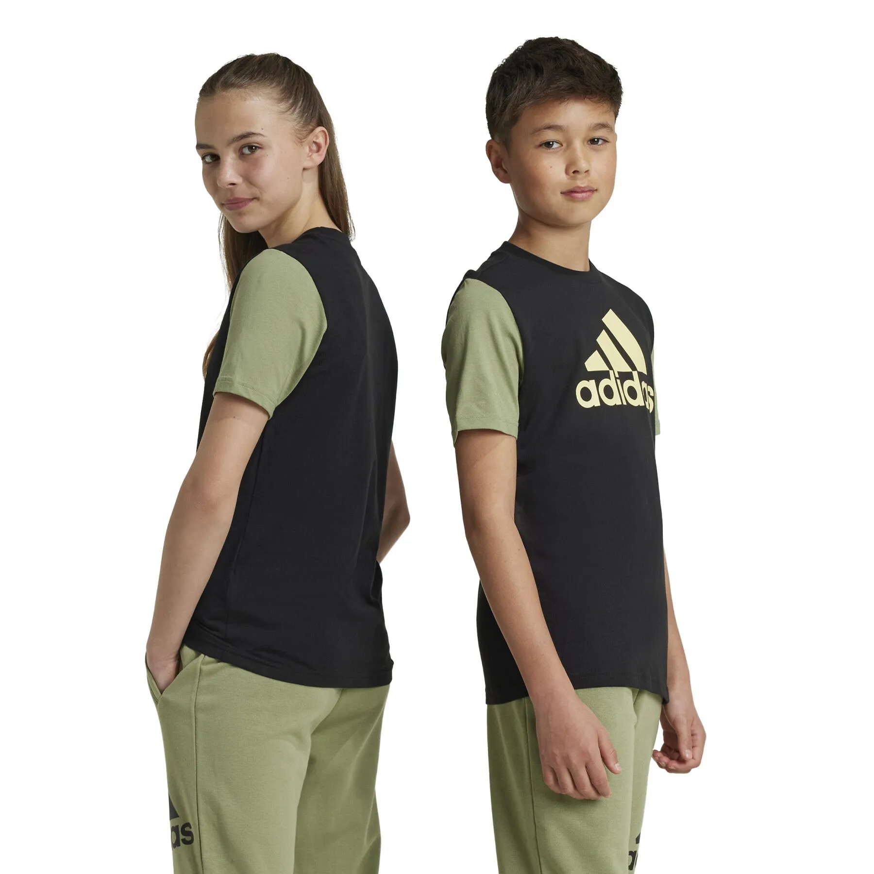 ADIDAS KIDS ESSENTIALS BIG LOGO COLORBLOCK BLACK/YELLOW TEE