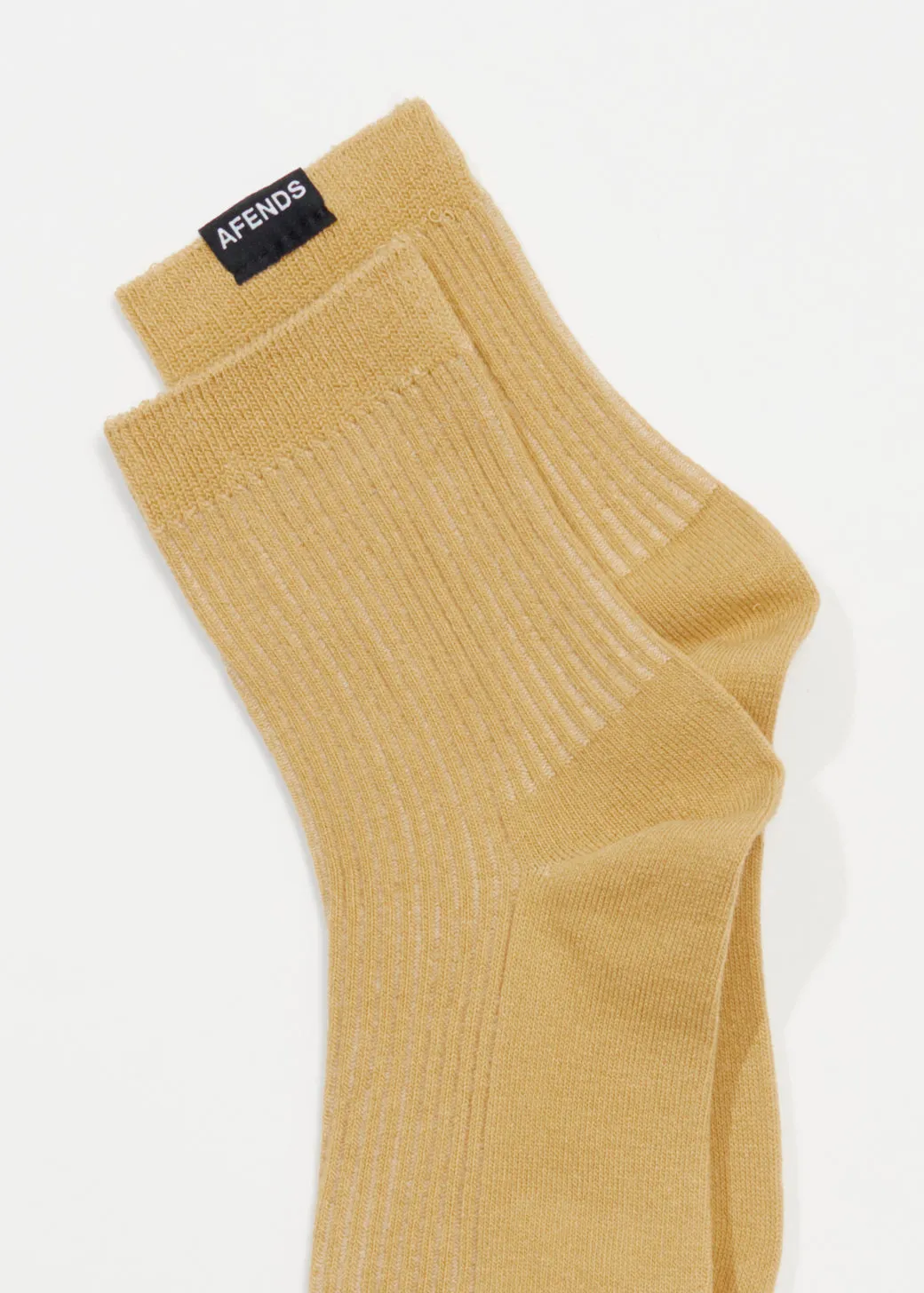 AFENDS Unisex The Essential - Ribbed Crew Socks - Camel