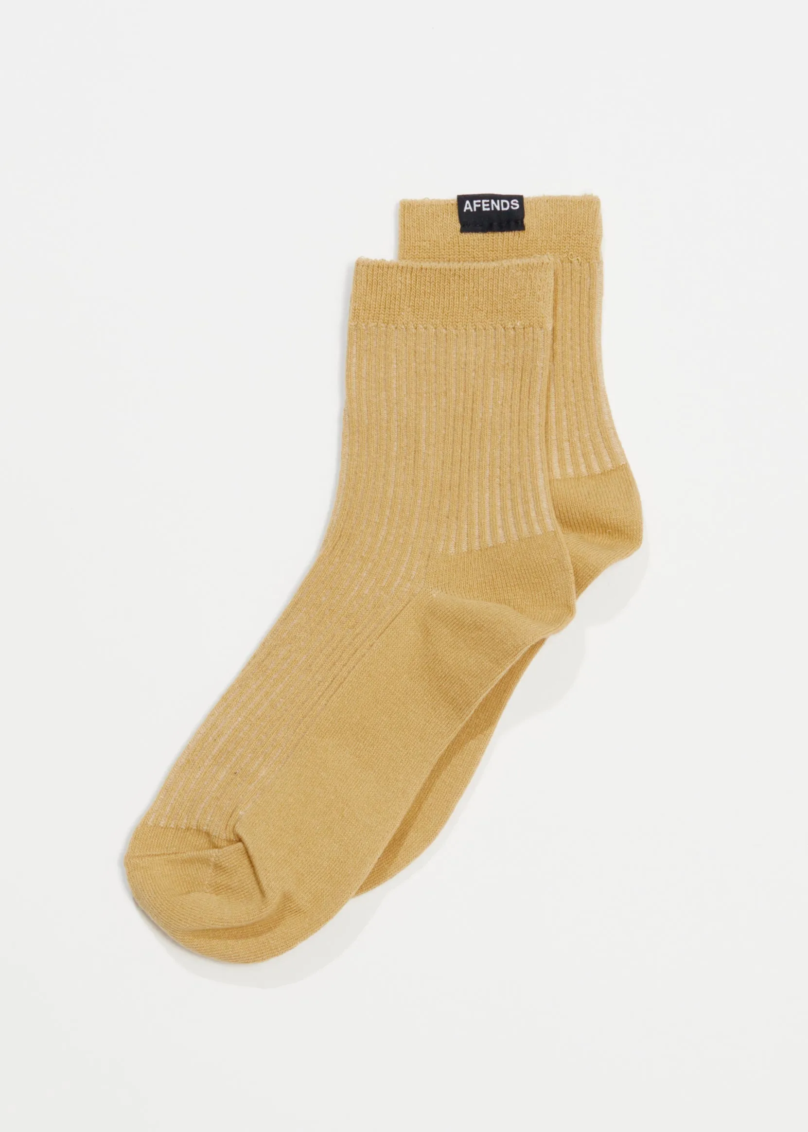 AFENDS Unisex The Essential - Ribbed Crew Socks - Camel