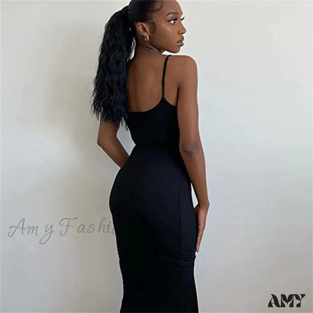 Amy Fashion - Party Club Ladies Bodycon Peach Hip Elegant Long Dresses