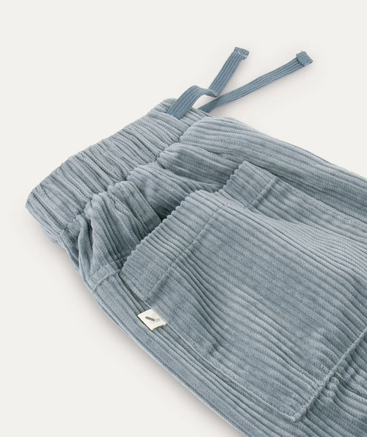 Barrel Leg Cord Trouser - Blue Grey