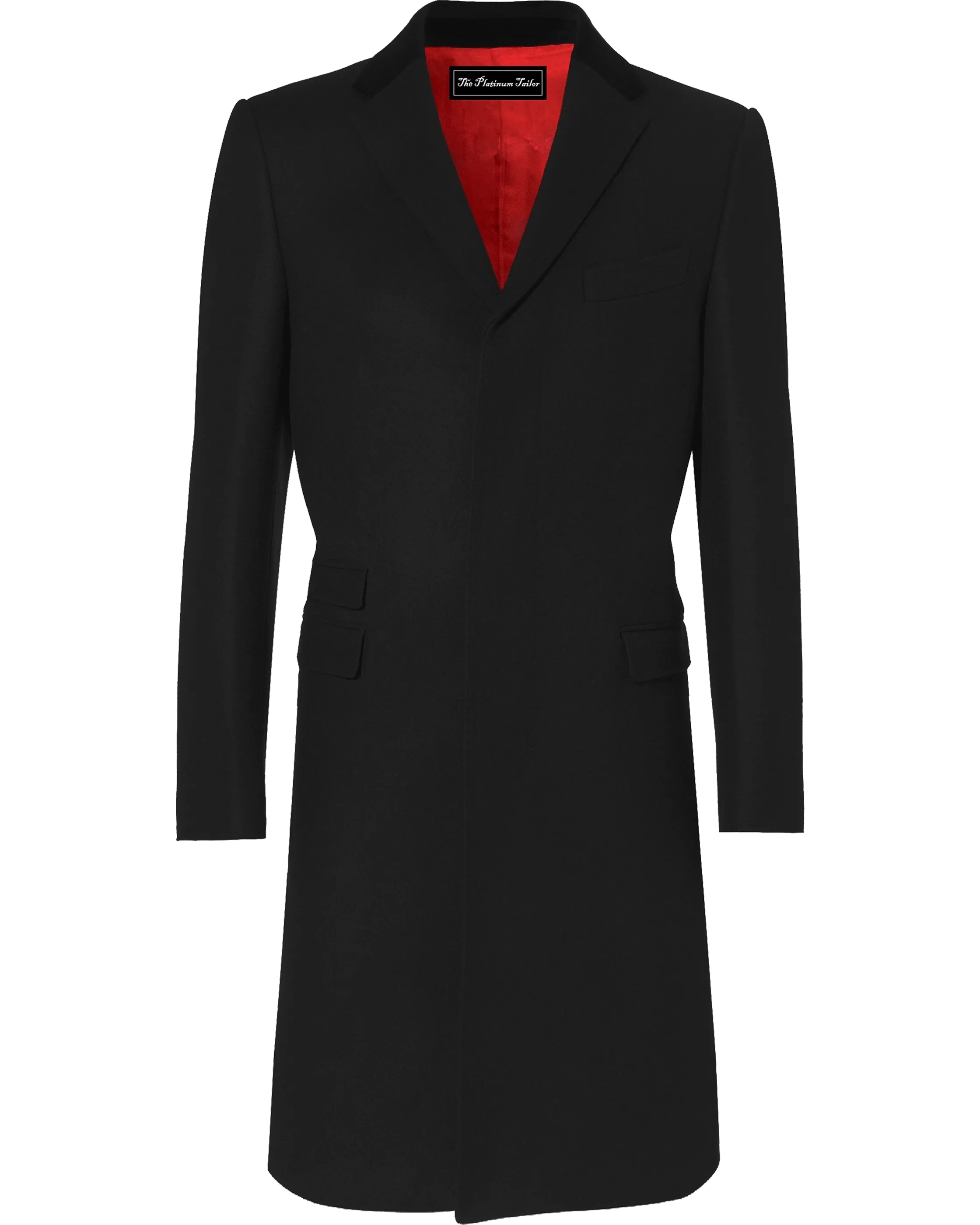 Black Wool Cashmere Covert Overcoat