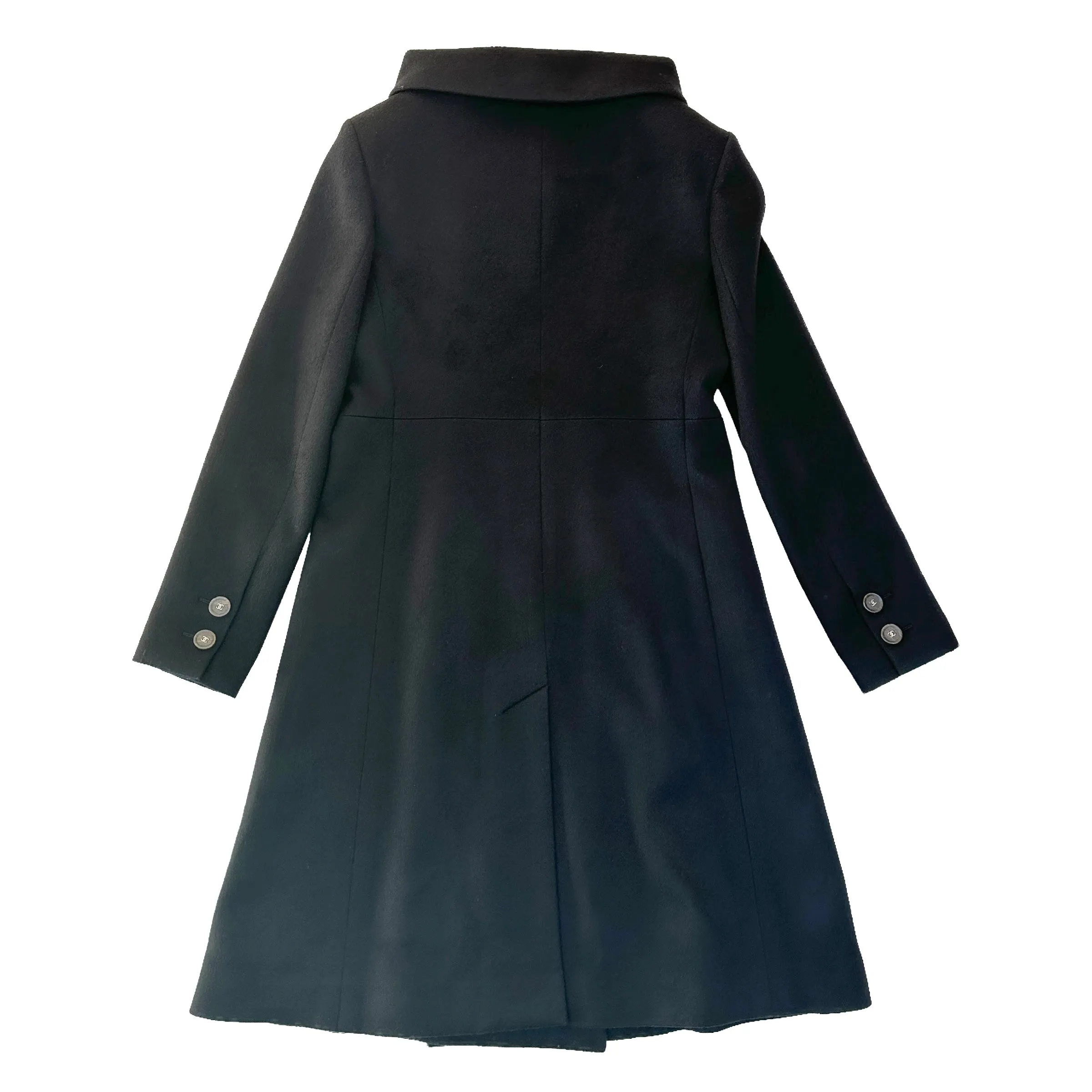 Black Wool Long Coat - M