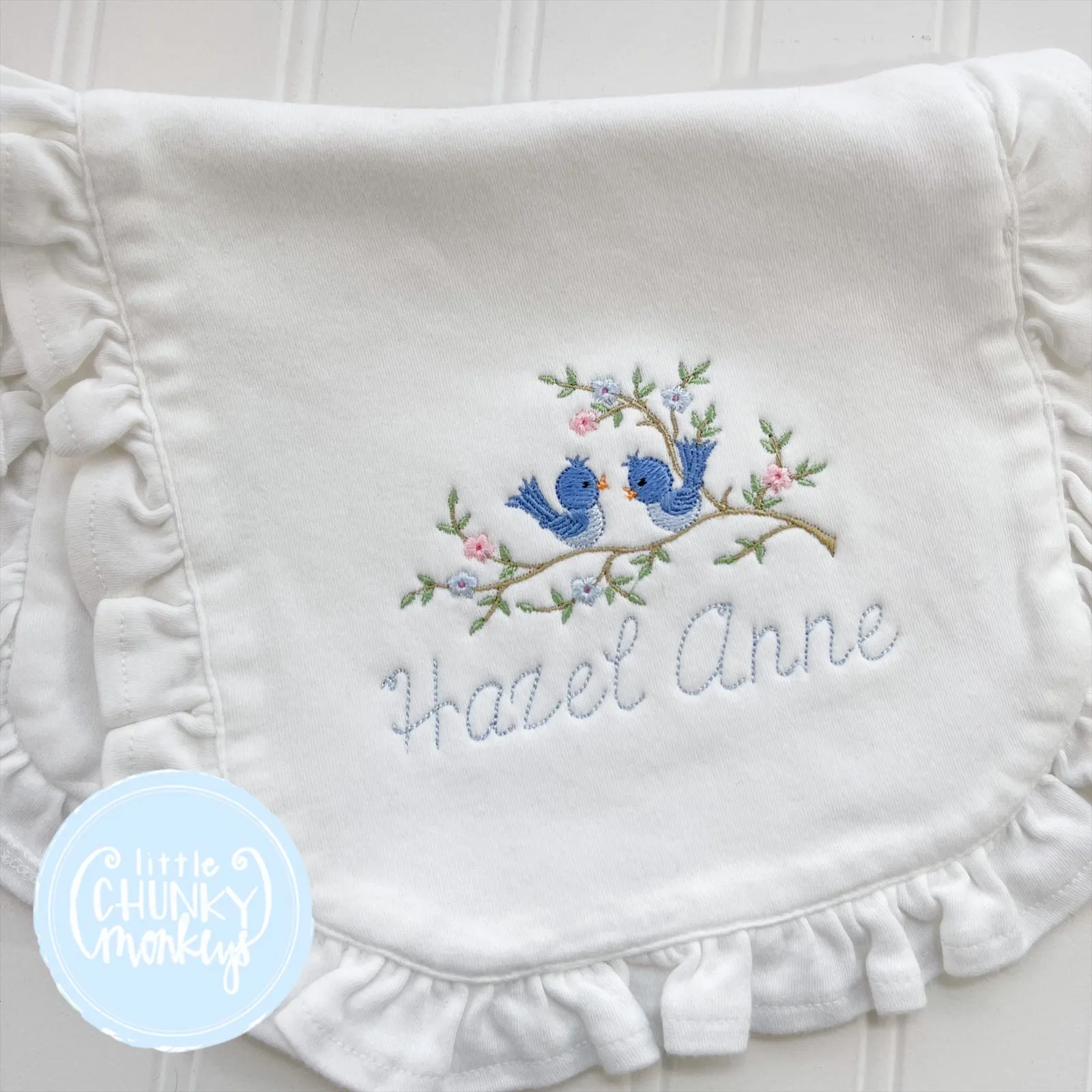 Blue Birds Bib or Burp Cloth