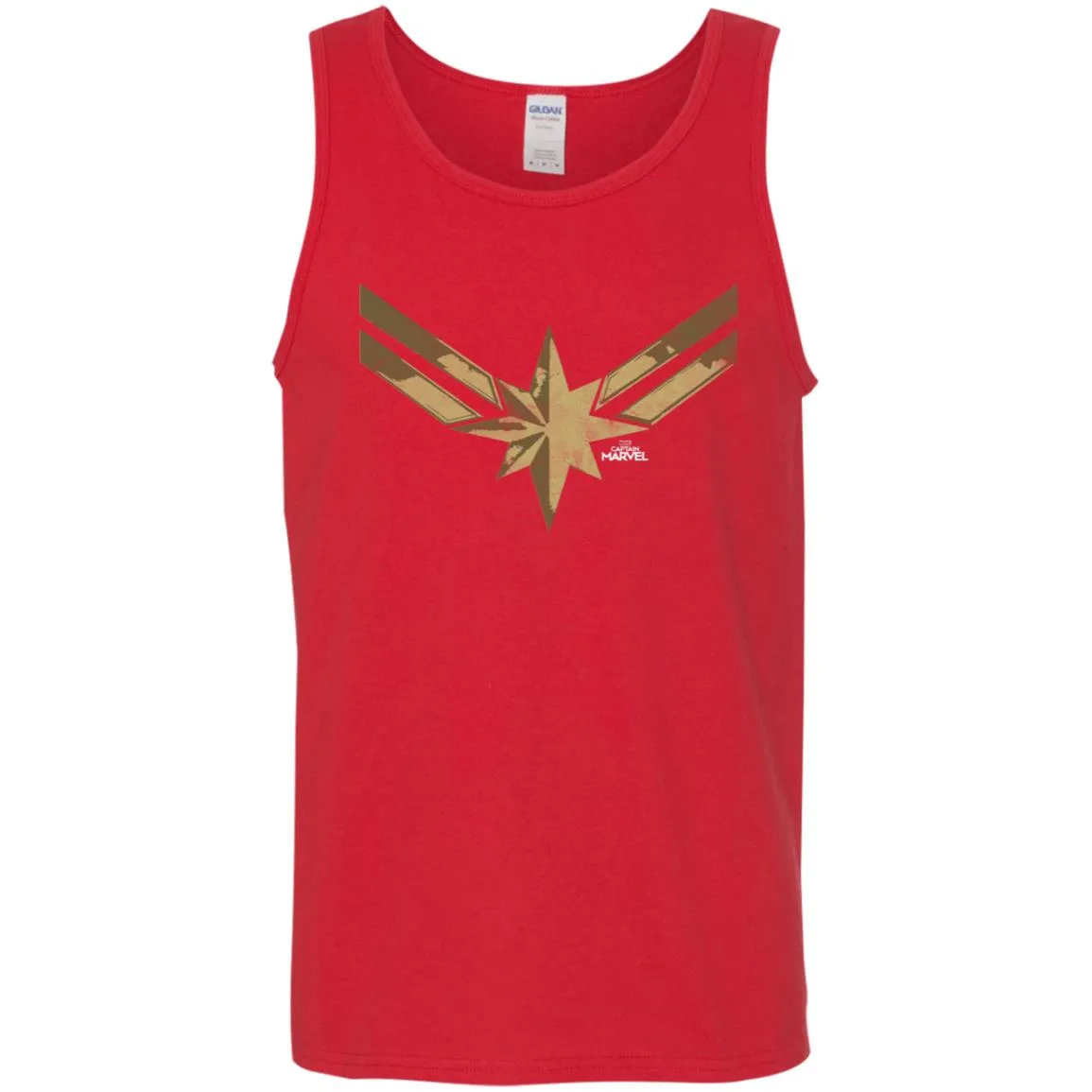 Captain Marvel Simple Gold Shadowed Logo Men Cotton Tank