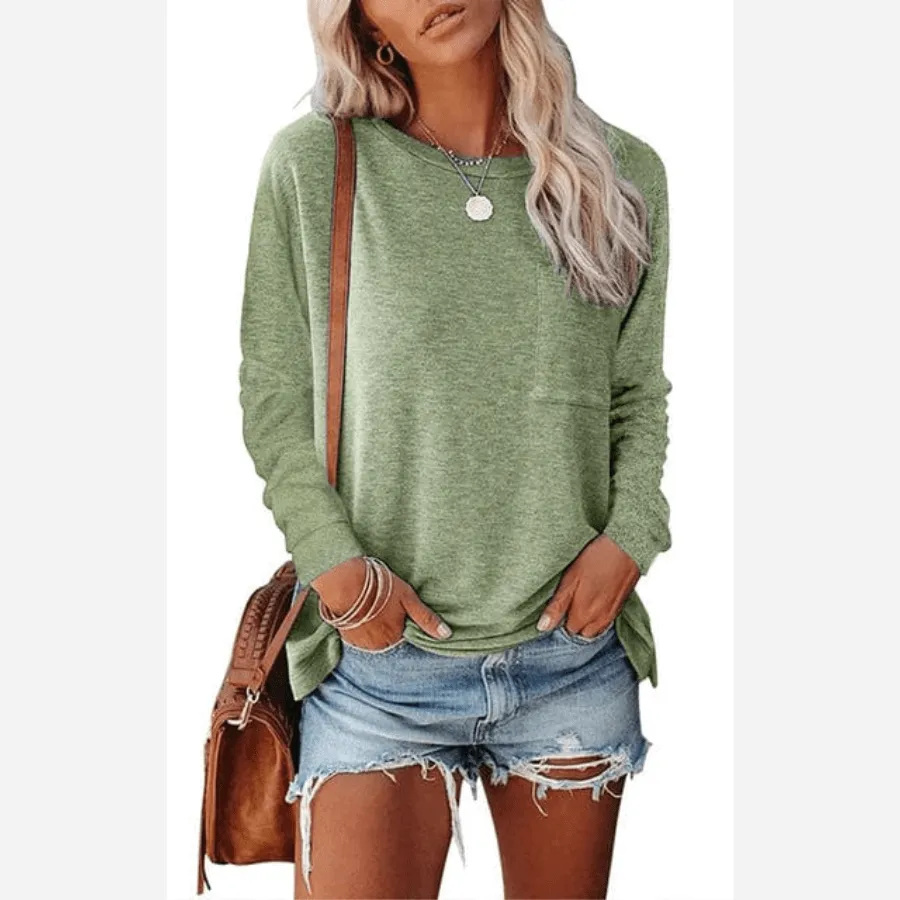 Casual Long Sleeve Shirt with Pocket