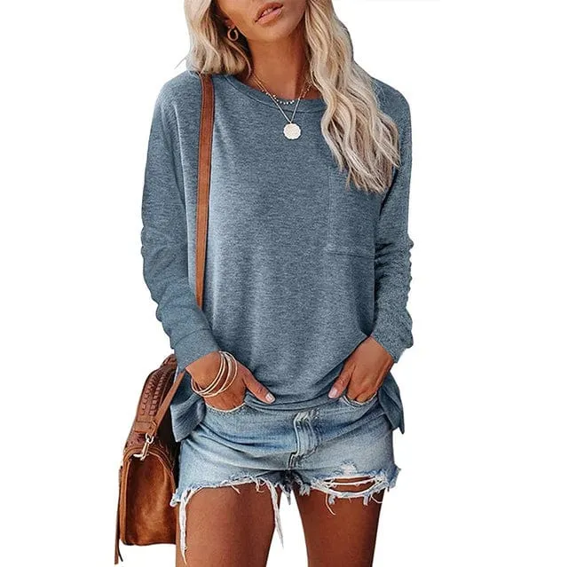 Casual Long Sleeve Shirt with Pocket