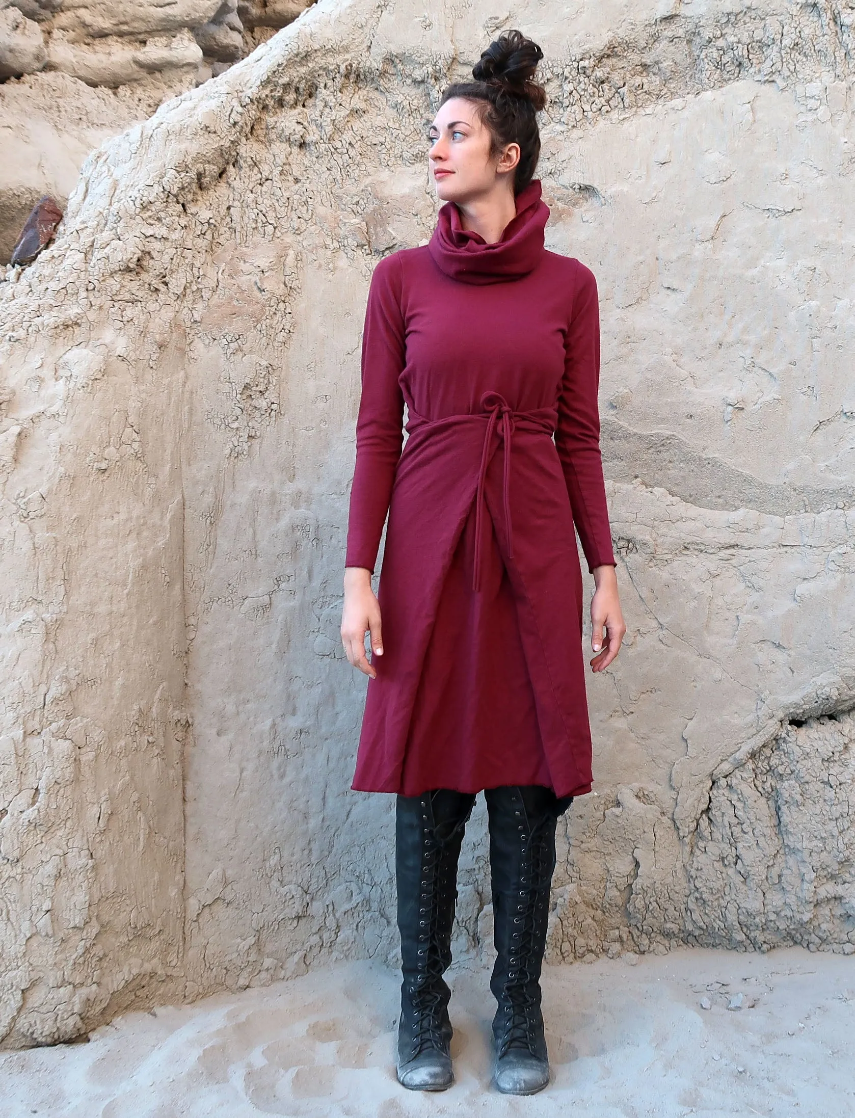 Chunky Cowl Chuba Below Knee Dress