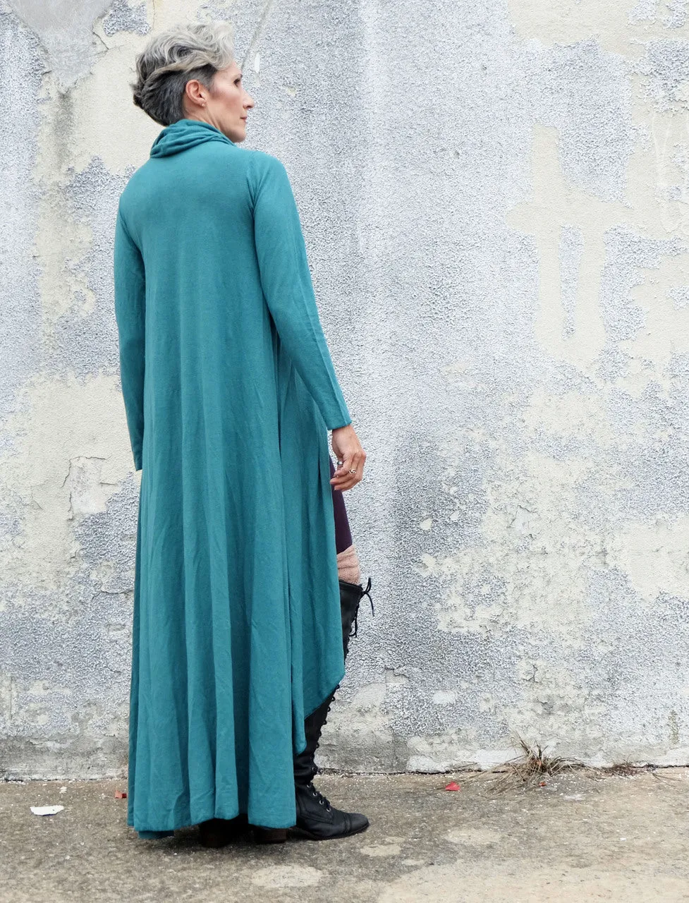 Chunky Cowl Petal Front Long Dress