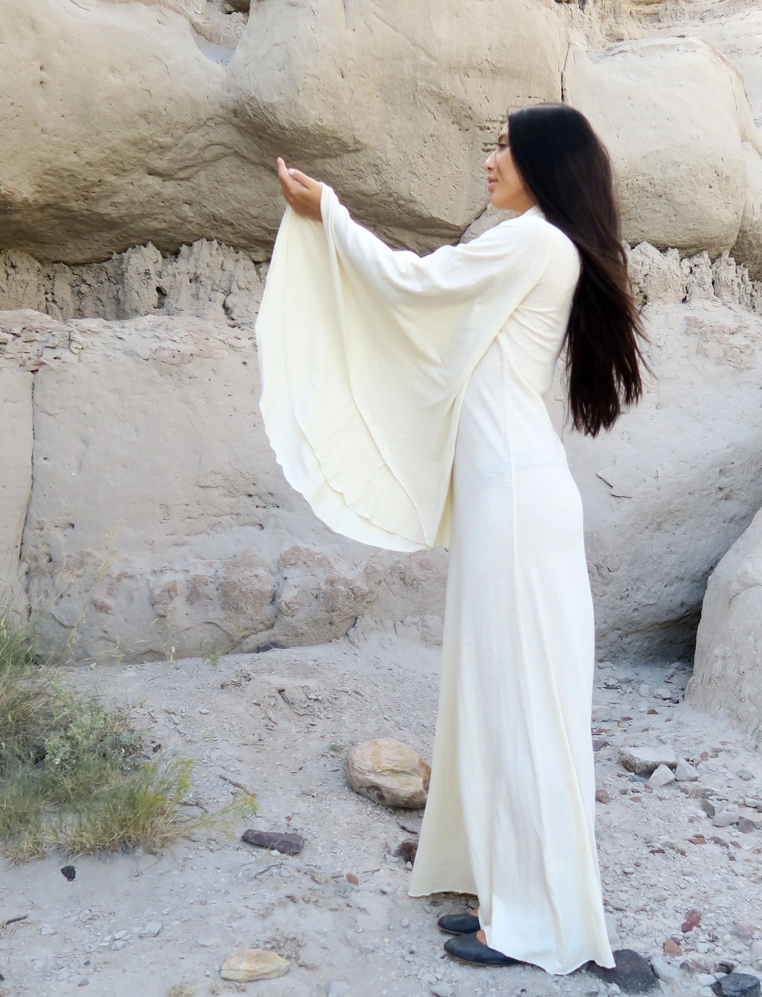 Chunky Cowl Priestess Sleeve Simplicity Long Dress