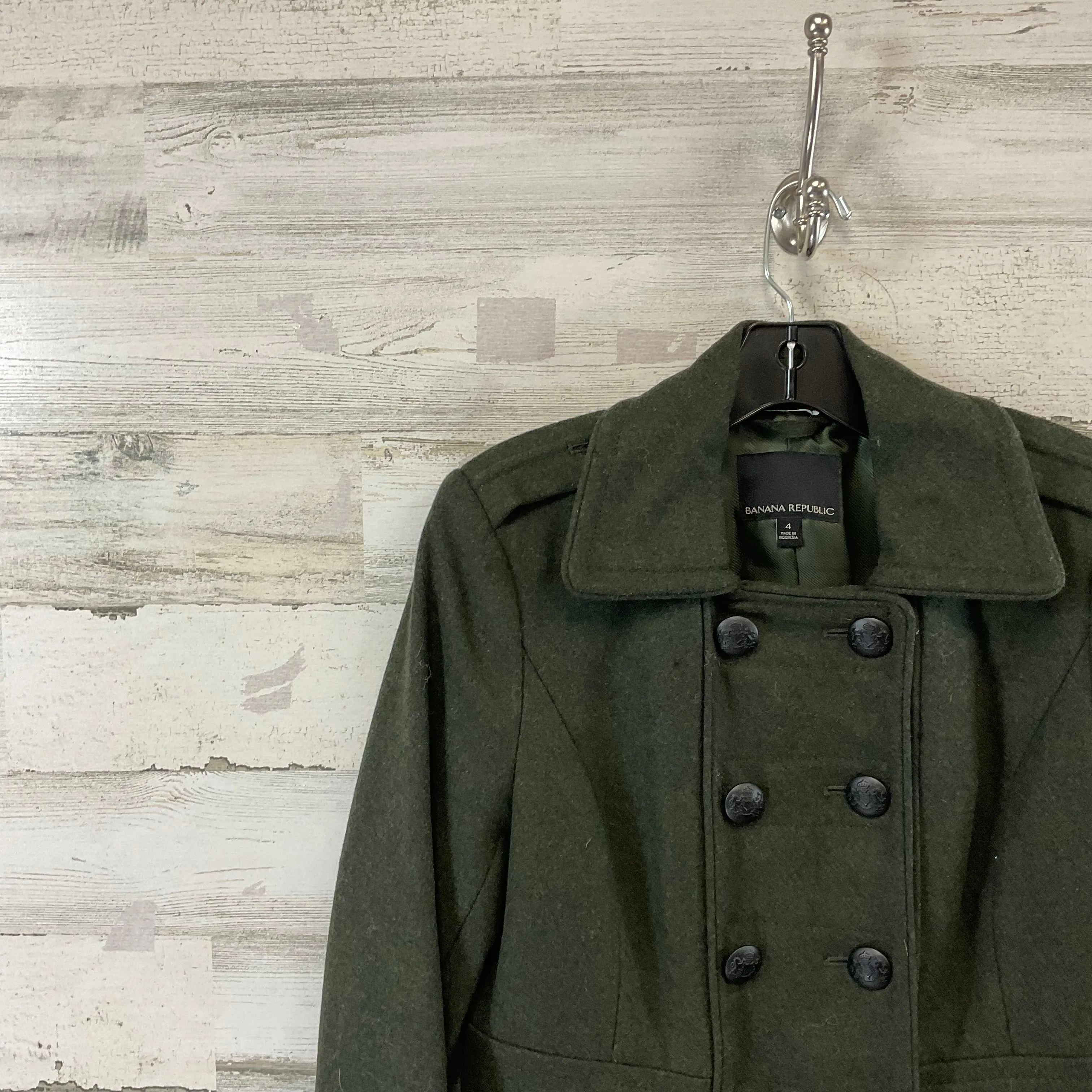 Coat Wool By Banana Republic In Green, Size: S