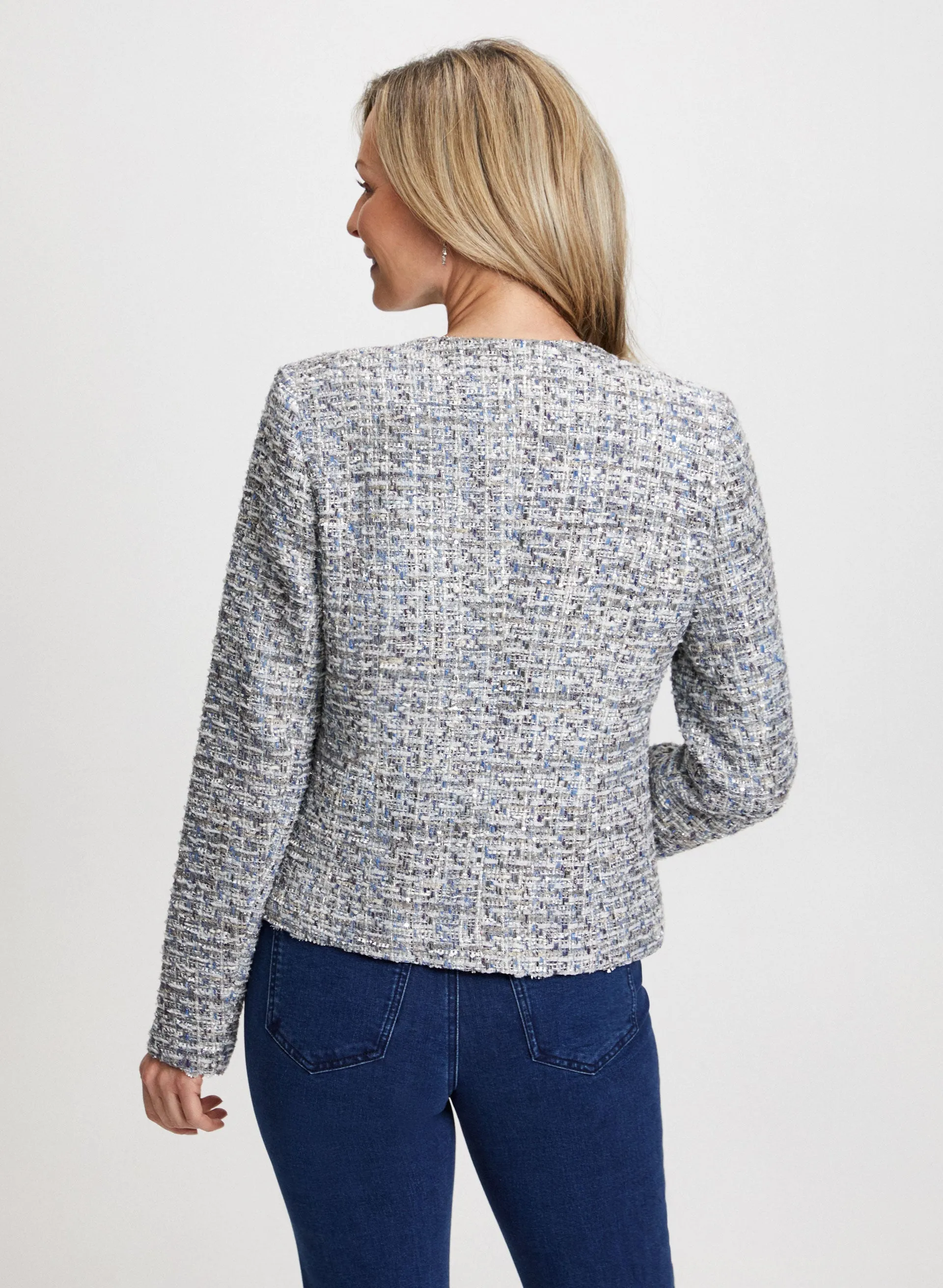 Collarless Bouclé Jacket