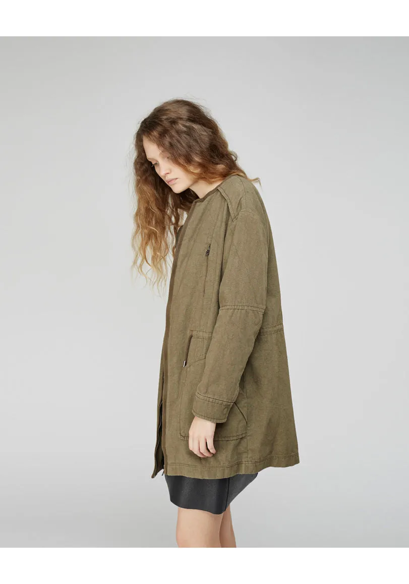 Collarless Parka