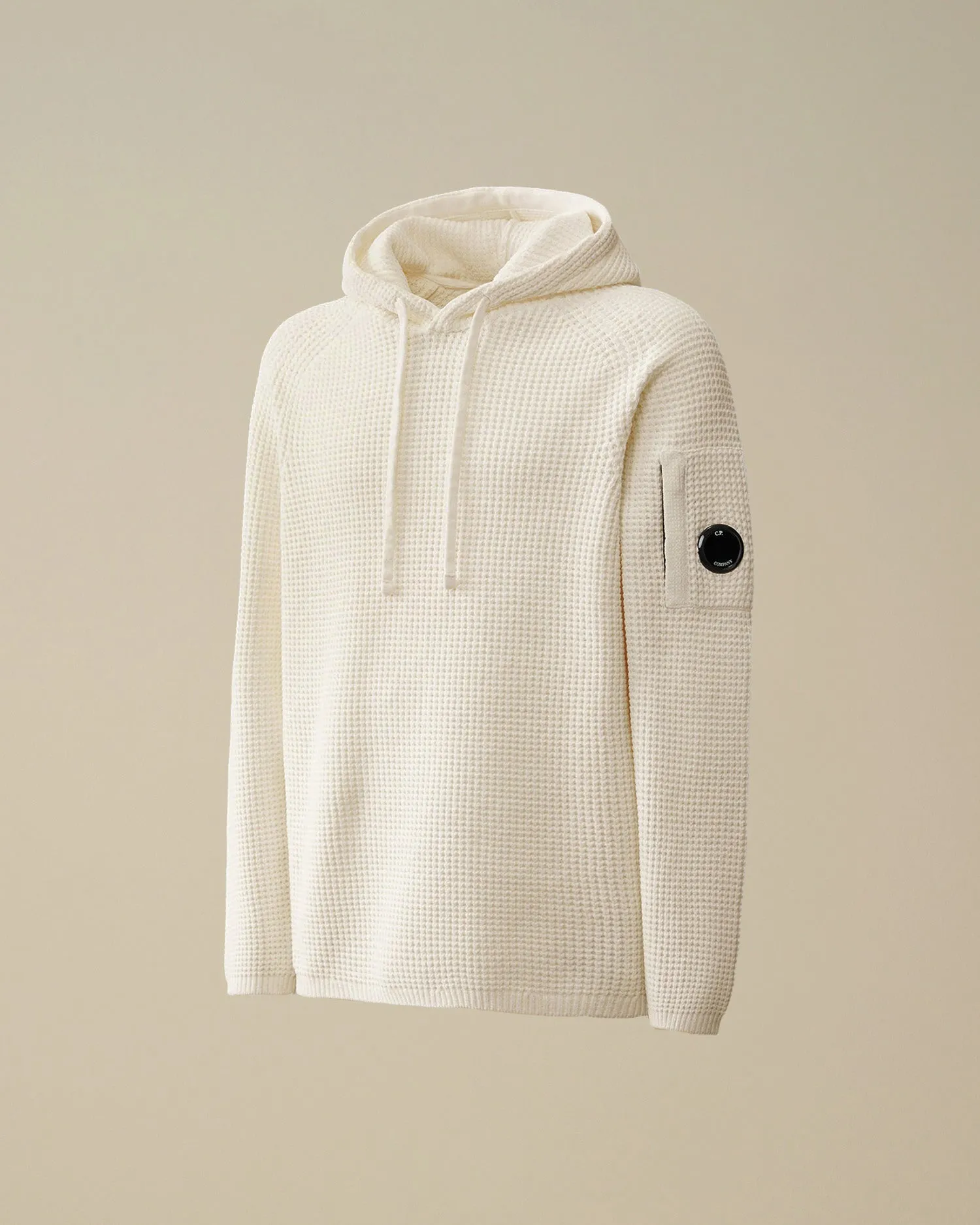 Cotton Chenille Hooded Waffle Knit - Gauze White