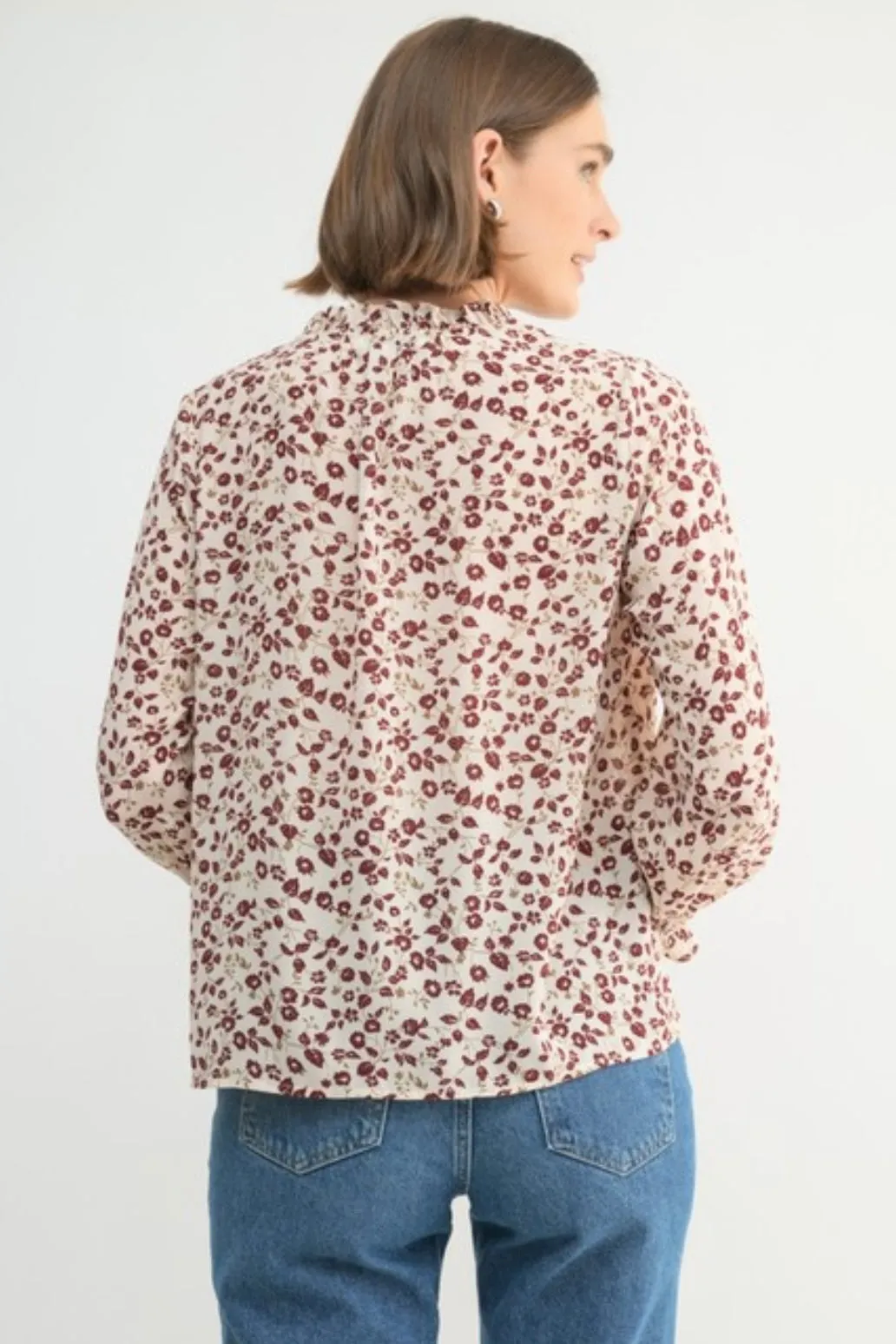 Dark Cherry Floral Top