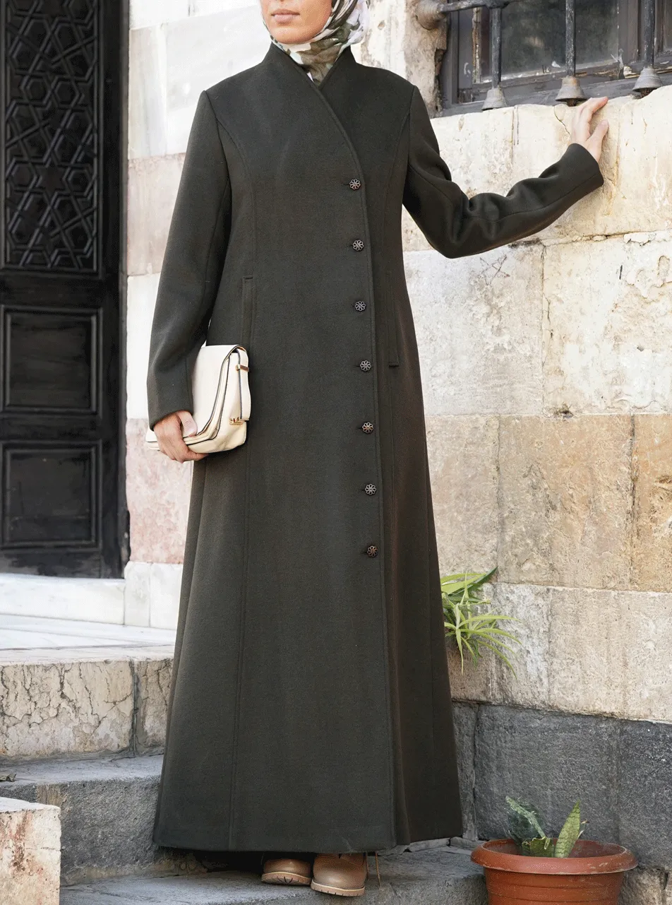 Decorative Buttons Wool Coat