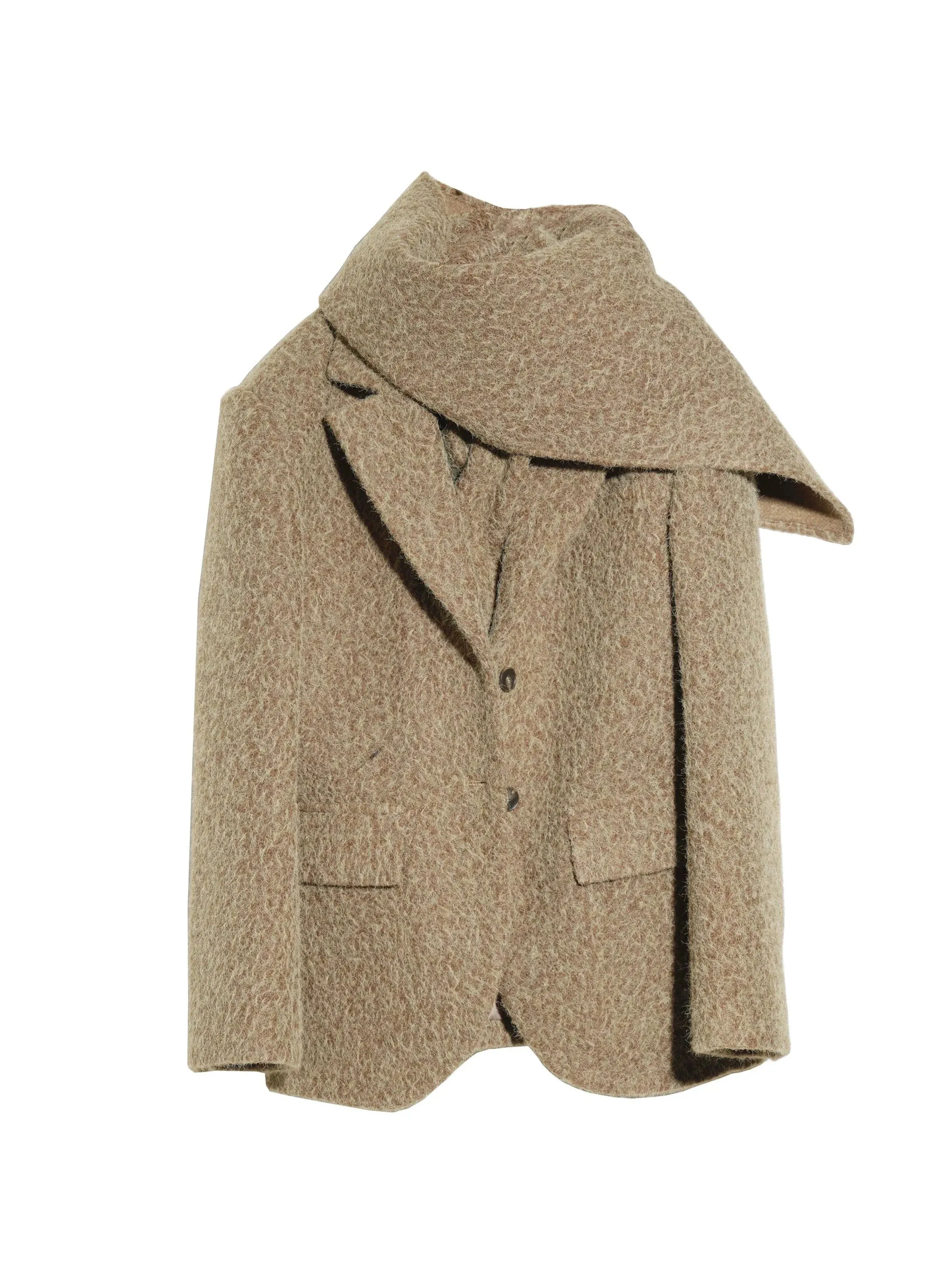 Draped Wool Wrap Coat