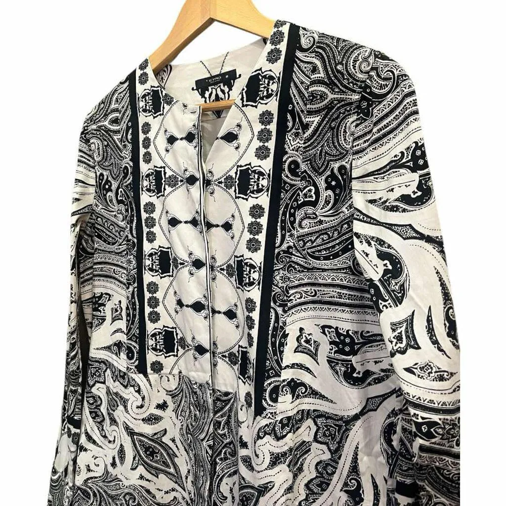 Etro Printed Collarless Button Up - Size 40