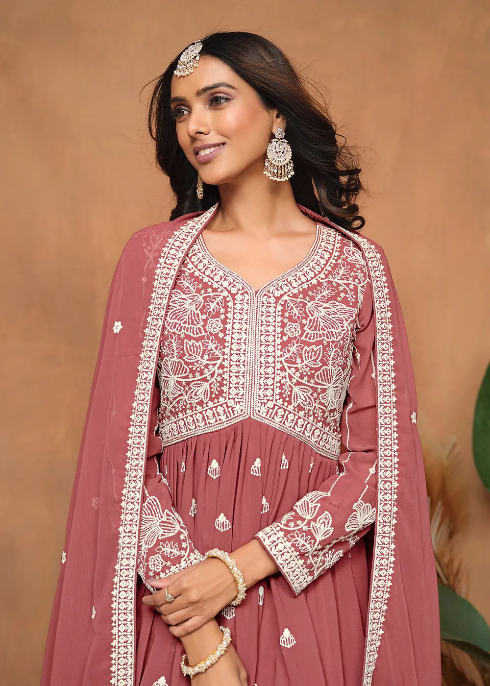 Festive Style Salmon Pink Embroidered Gharara Suit