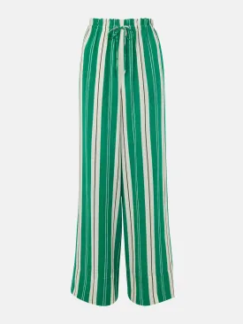 Green and white maxi-stripe trousers