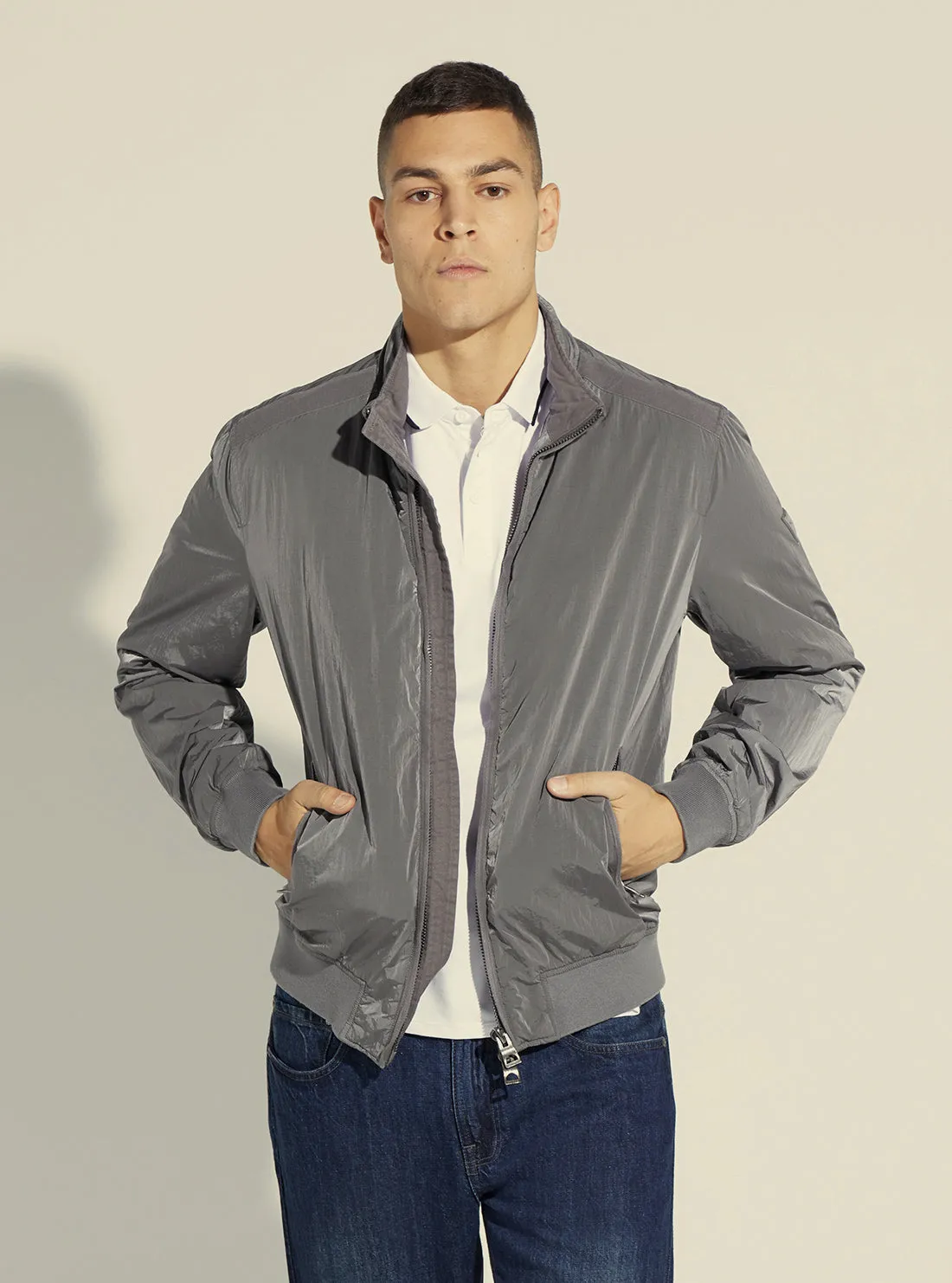 Grey Techno Bomber Jacket