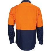 HiVis R/W Cool-Breeze T2 Vertical Vented Long Sleeve Cotton Shirt with Gusset Sleeves