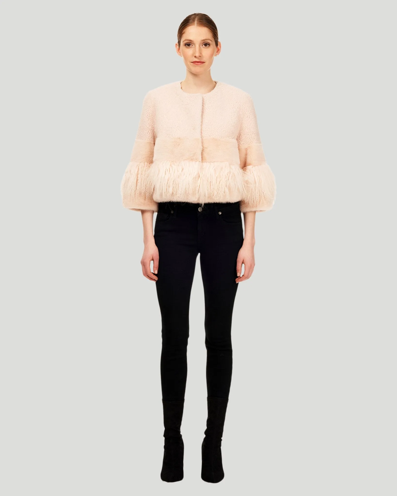 Lamb Bolero with Mink Trim