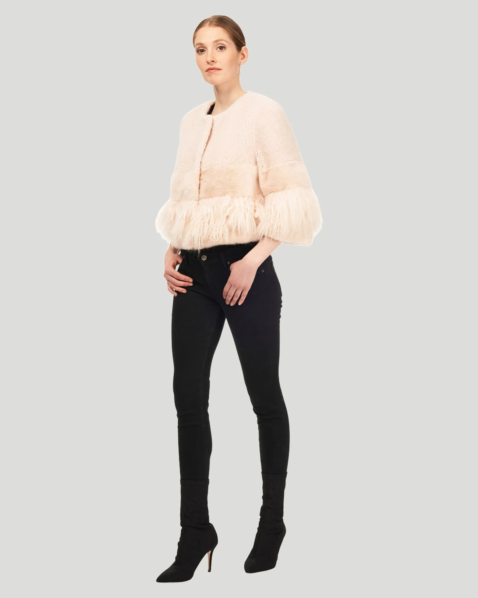 Lamb Bolero with Mink Trim