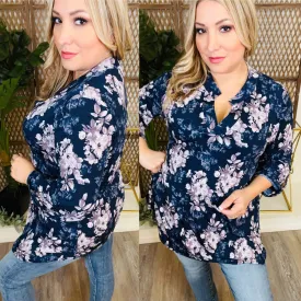 Lizzy Blue Background Floral Top