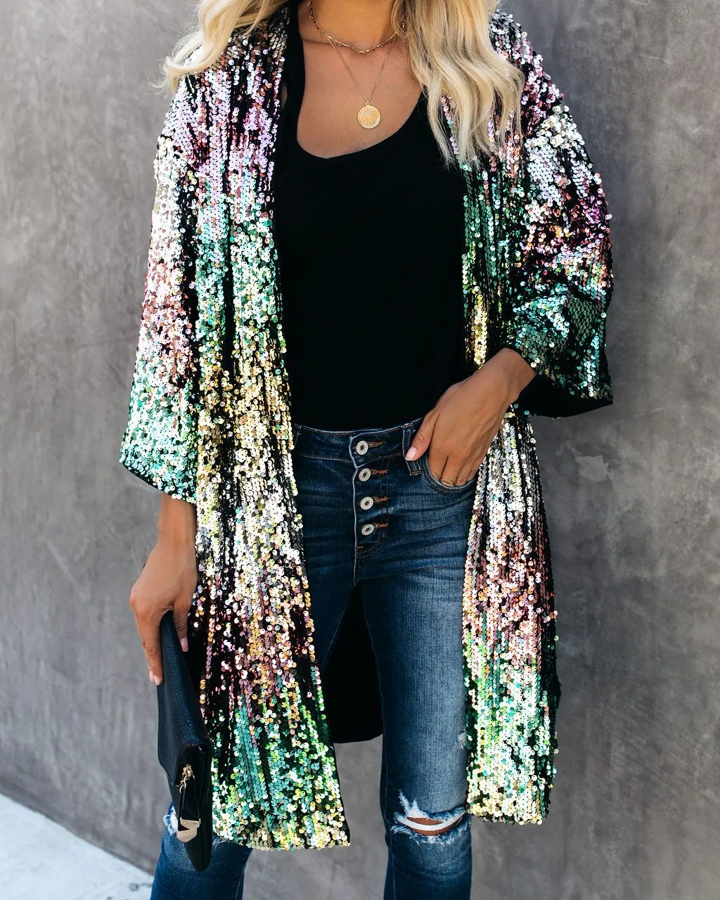 Long Multicolour Sequin Jacket