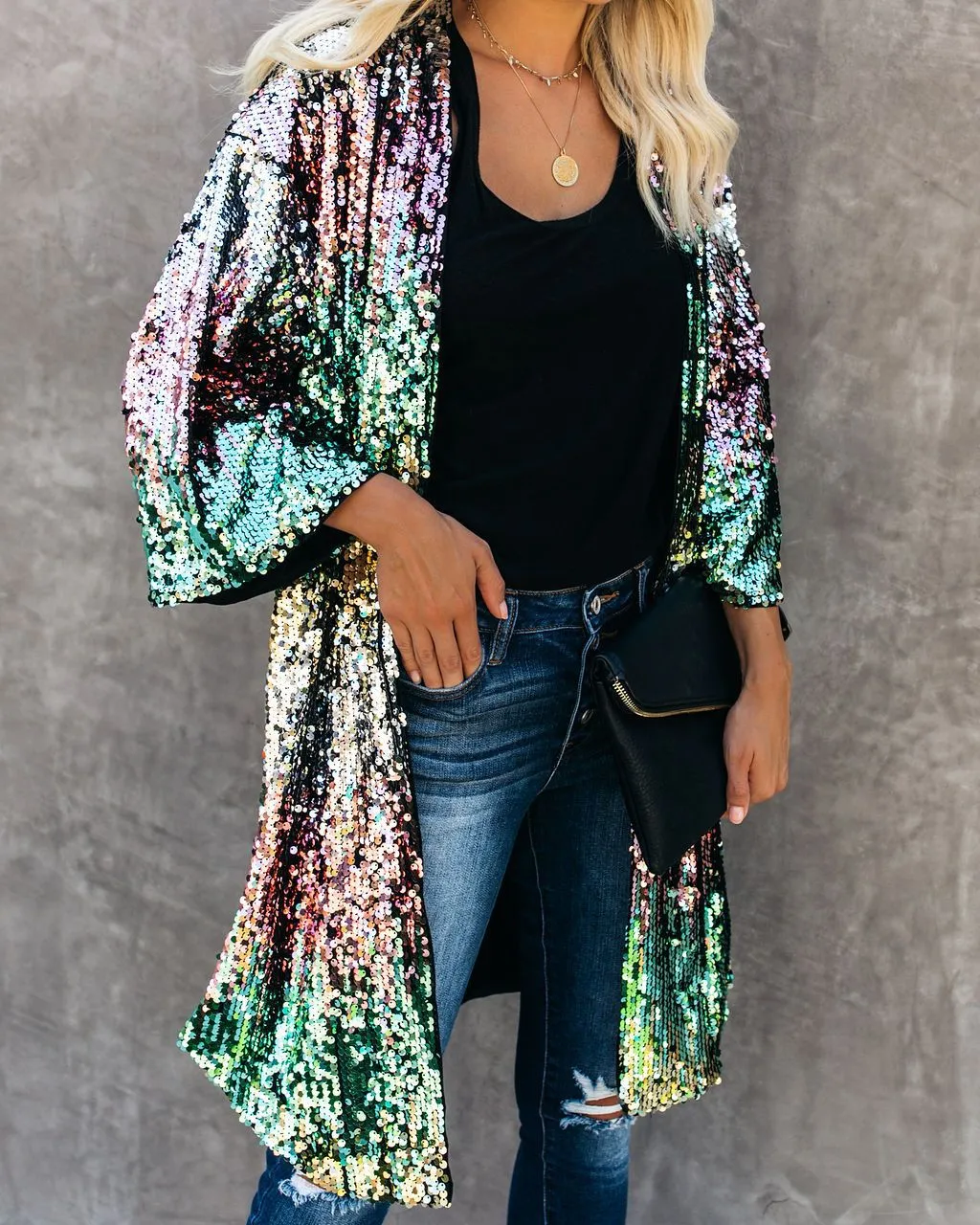 Long Multicolour Sequin Jacket