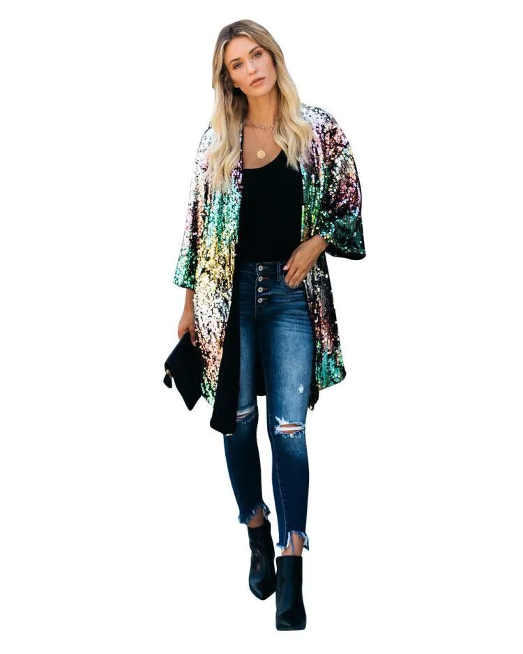 Long Multicolour Sequin Jacket