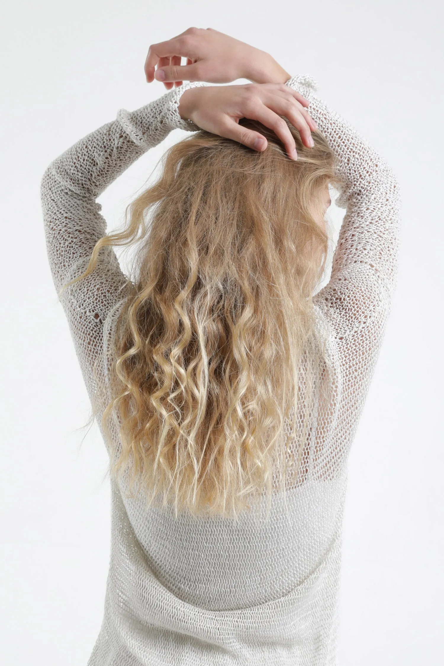 Loose knit sweater with side slits - Broken white