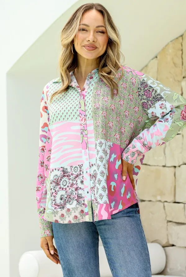 Maggie Patch Shirt - Pink