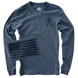 Men's American Flag Patriotic Long Sleeve T Shirt (Charcoal)