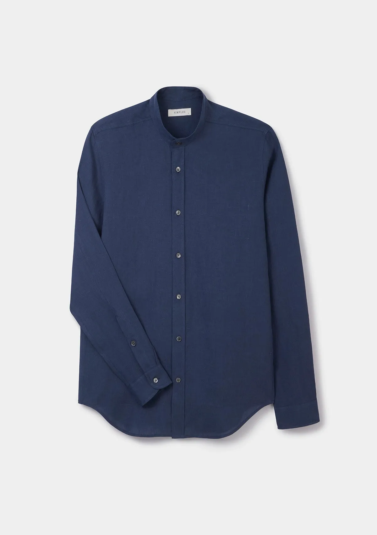 Navy Linen Grandad Shirt