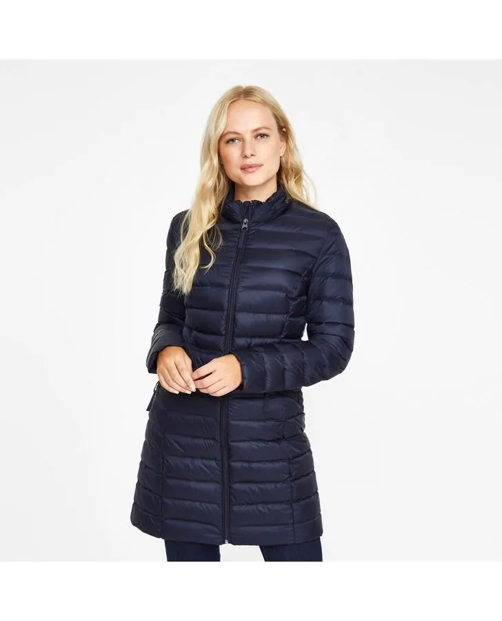 Navy Long Down Quilted Coat