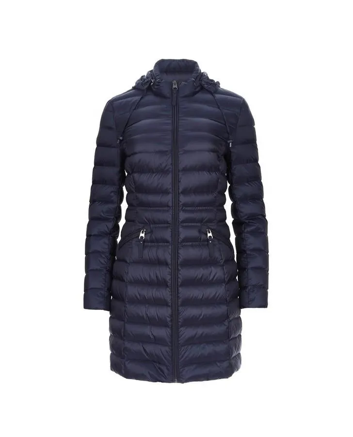 Navy Long Down Quilted Coat