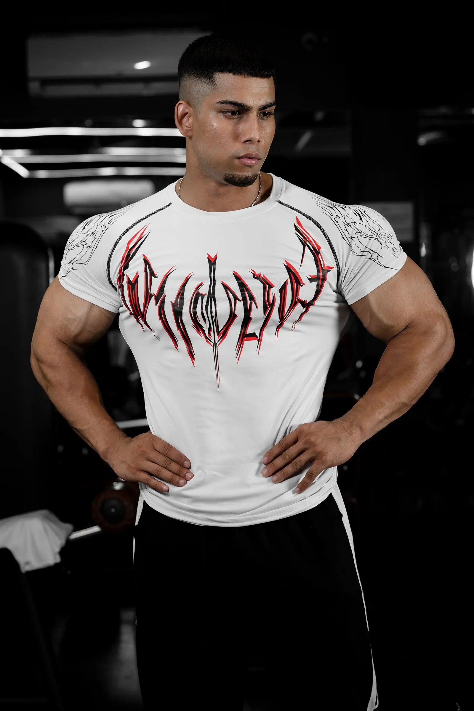 NIGHT WALKER ELITE COMPRESSION FIRE RED PRINT (CELESTIAL WHITE)