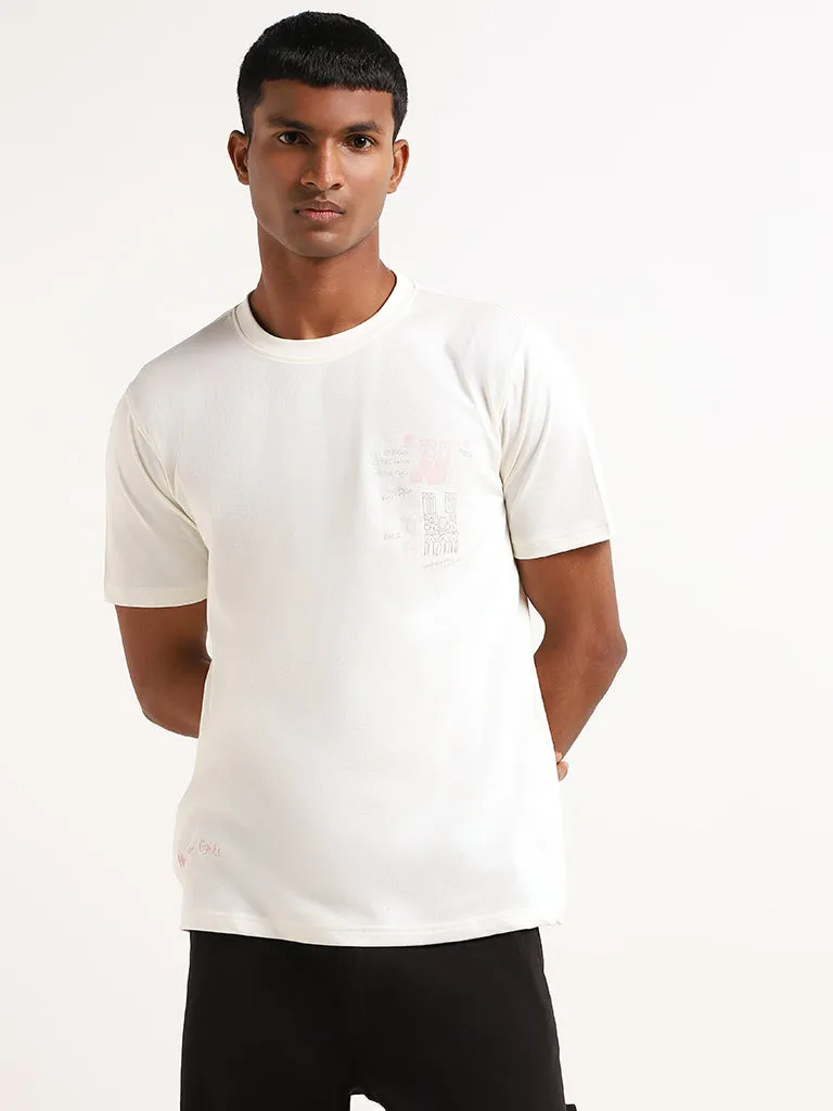 Nuon White Printed Slim Fit T-Shirt