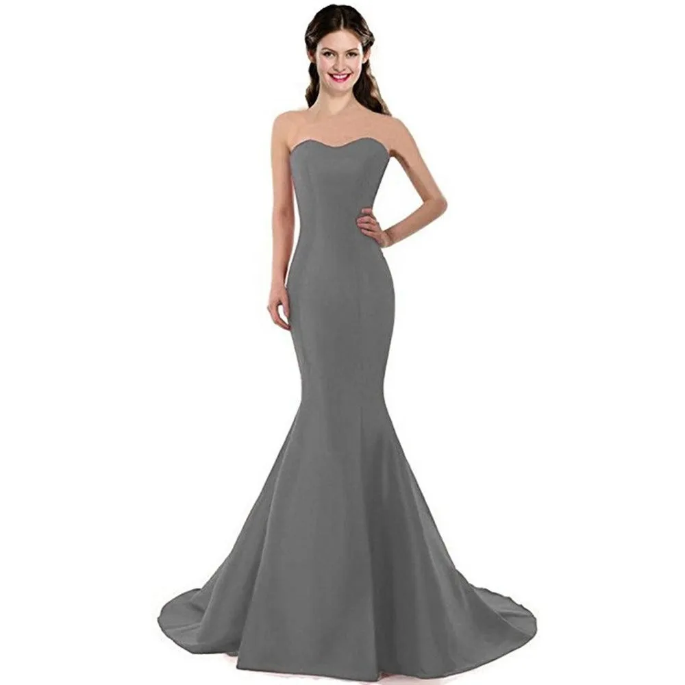 Off The Shoulder Bridesmaid Dress Wedding Prom Evening Dress Strapless Mermaid Gowns