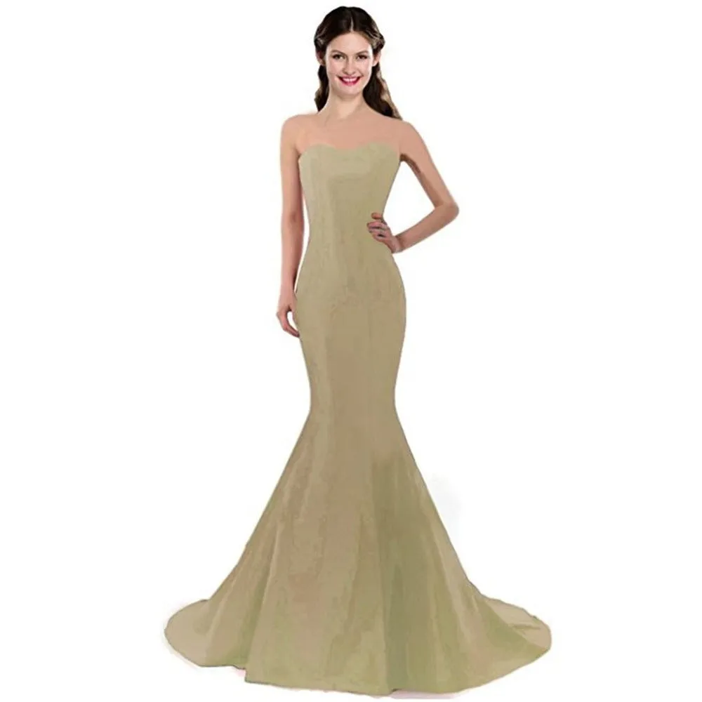 Off The Shoulder Bridesmaid Dress Wedding Prom Evening Dress Strapless Mermaid Gowns