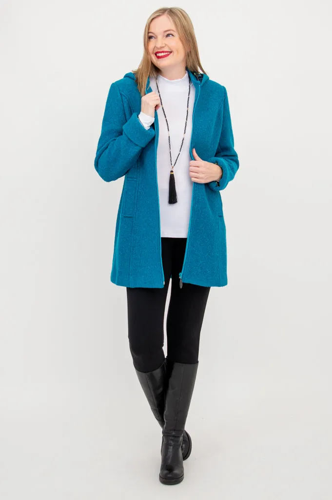 Pender Coat, Teal, Boiled Wool