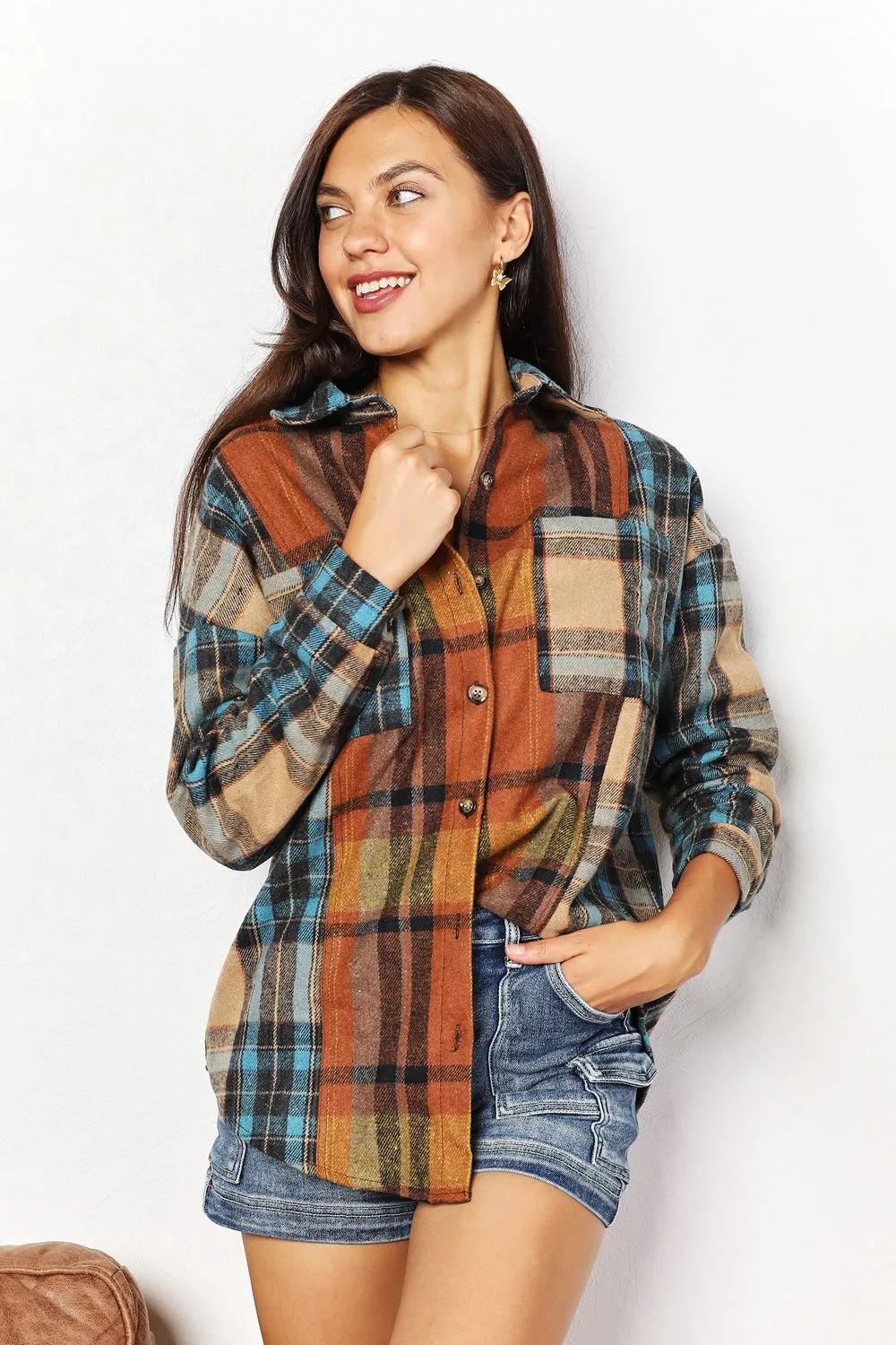 Plaid Perfection Longline Shirt Jacket