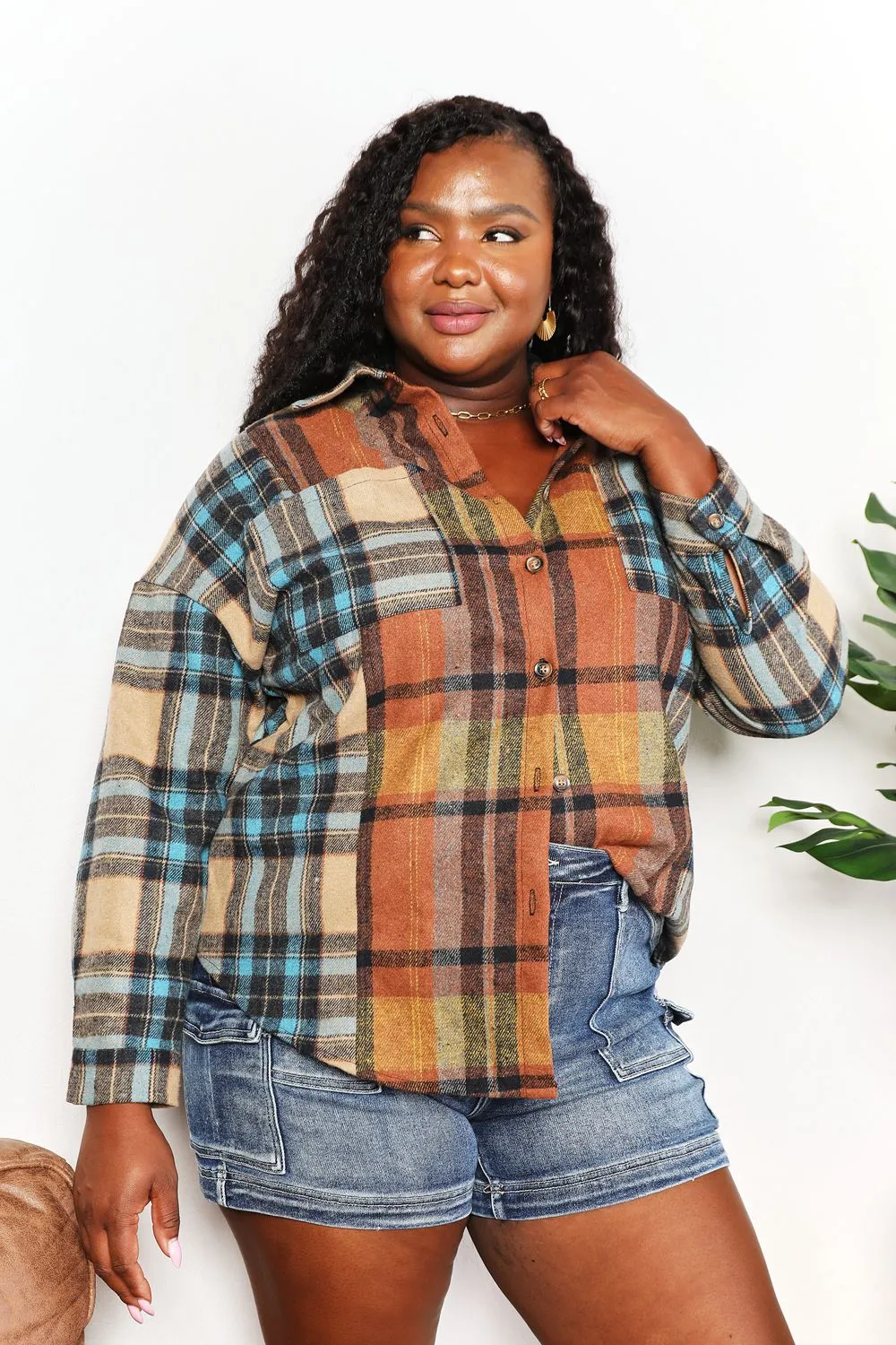 Plaid Perfection Longline Shirt Jacket