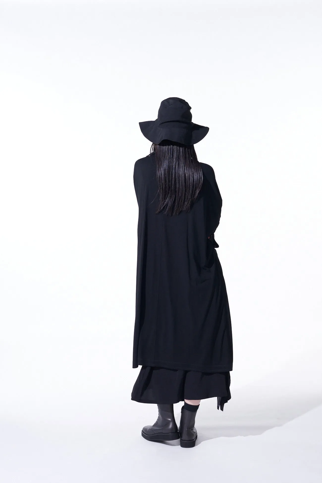 RAYON JERSEY COLLARLESS LONG CARDIGAN