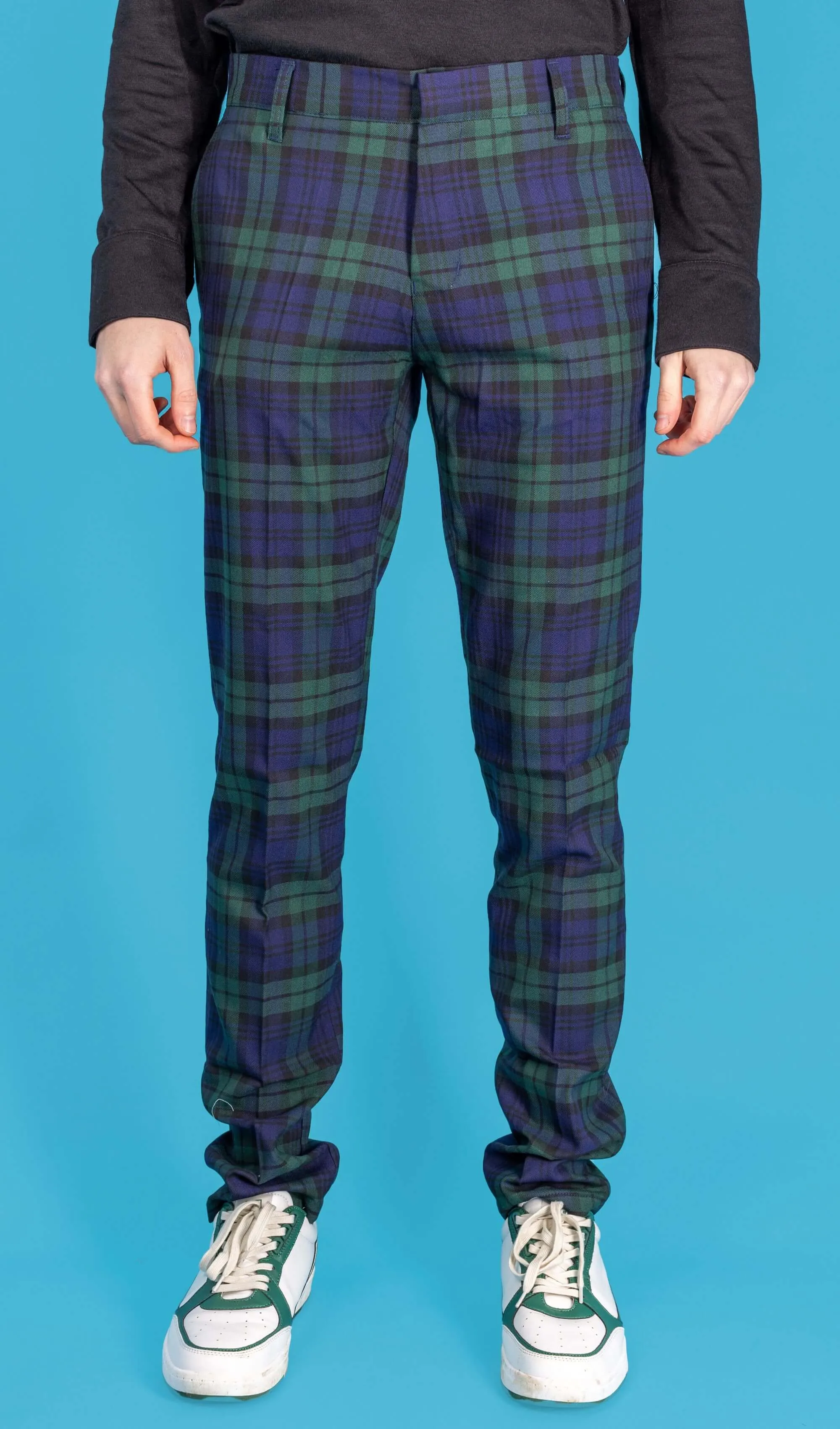 Retro Mod Stretch Blackwatch Tartan Trousers