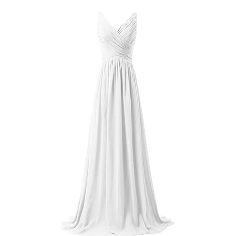 sd-hk Sleeveless Long Bridesmaid Dress V Neck Prom Gowns For Women